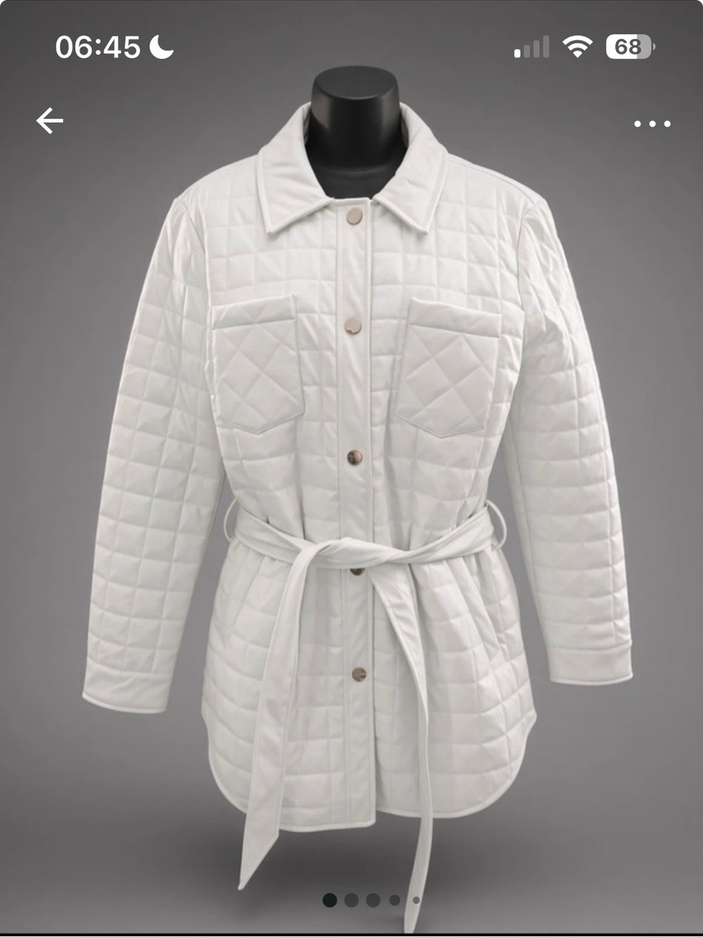 VENUS White Quilted Belted Puffer Coat